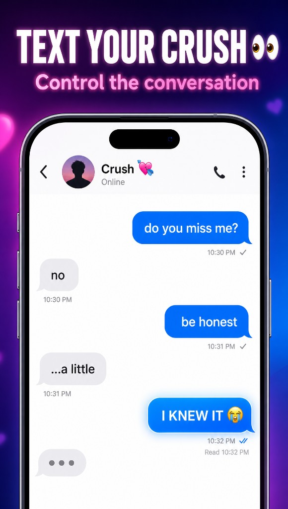 Fake text conversation with crush — control both sides of the chat