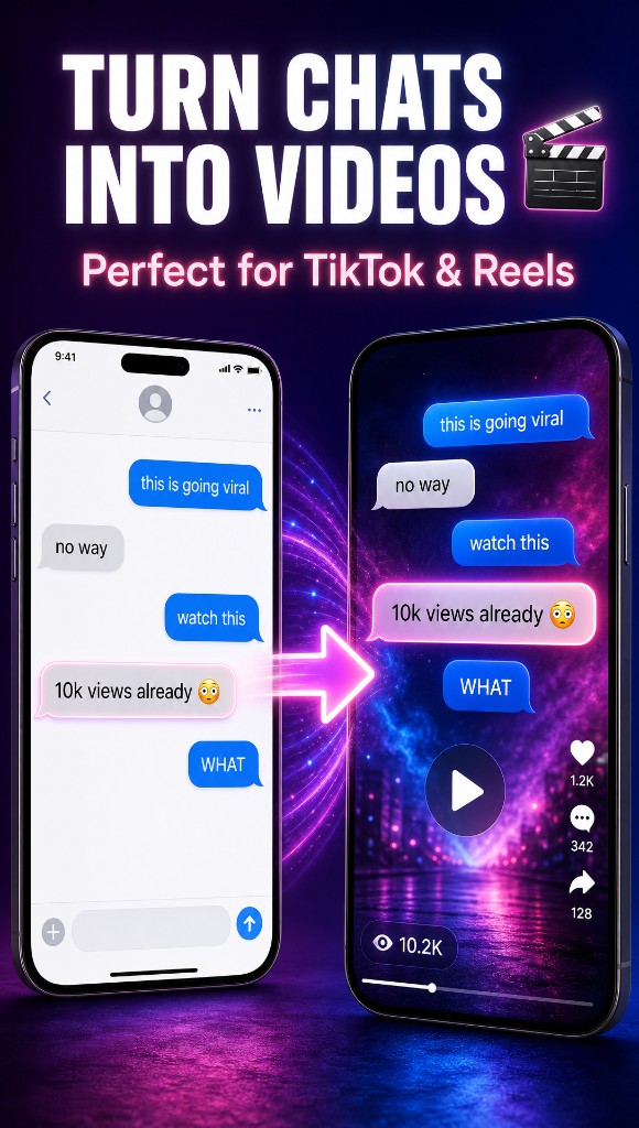 Turn chats into videos — plain messaging UI transformed into TikTok and Reels ready video