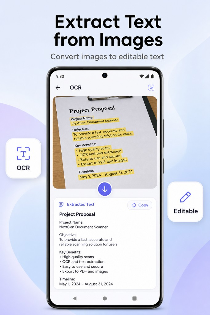OCR text extraction — convert images to editable text